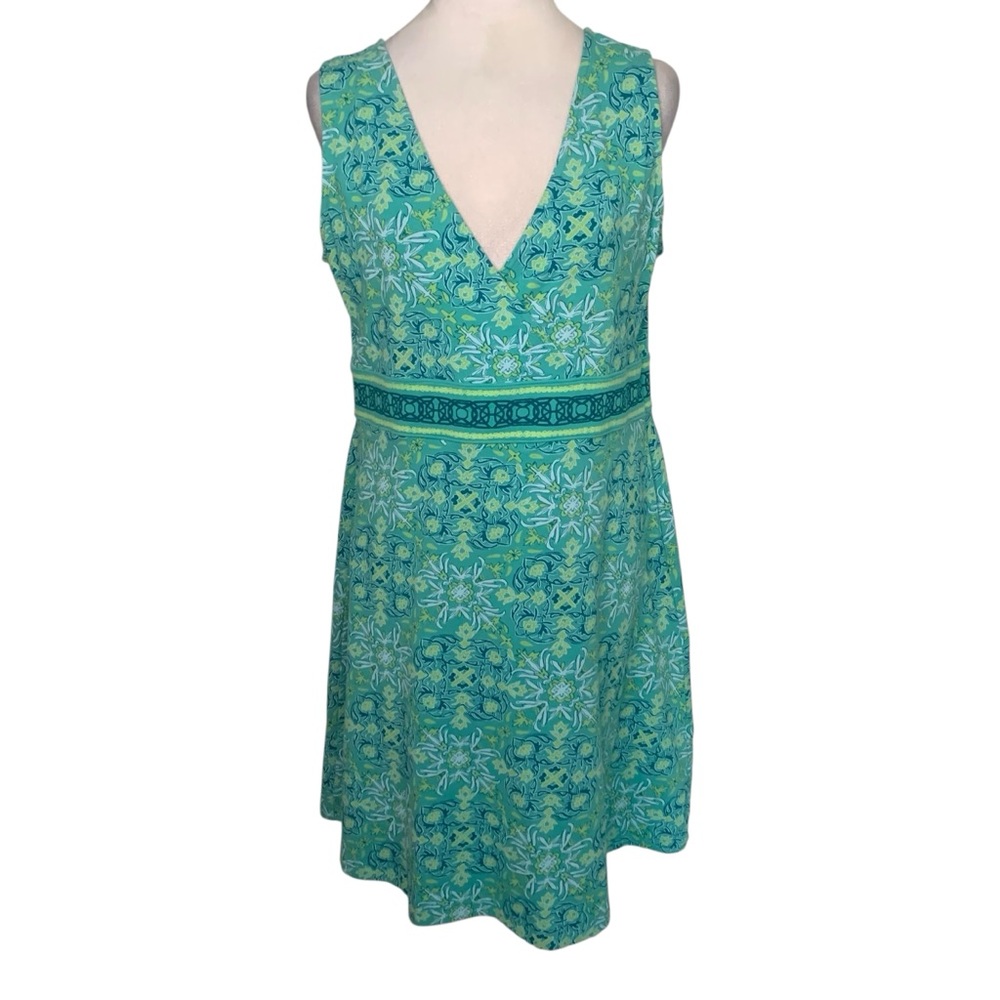 Life Is Good Teal Women’s 12 Sleeveless Floral Casual Cotton Blend Mini Dress